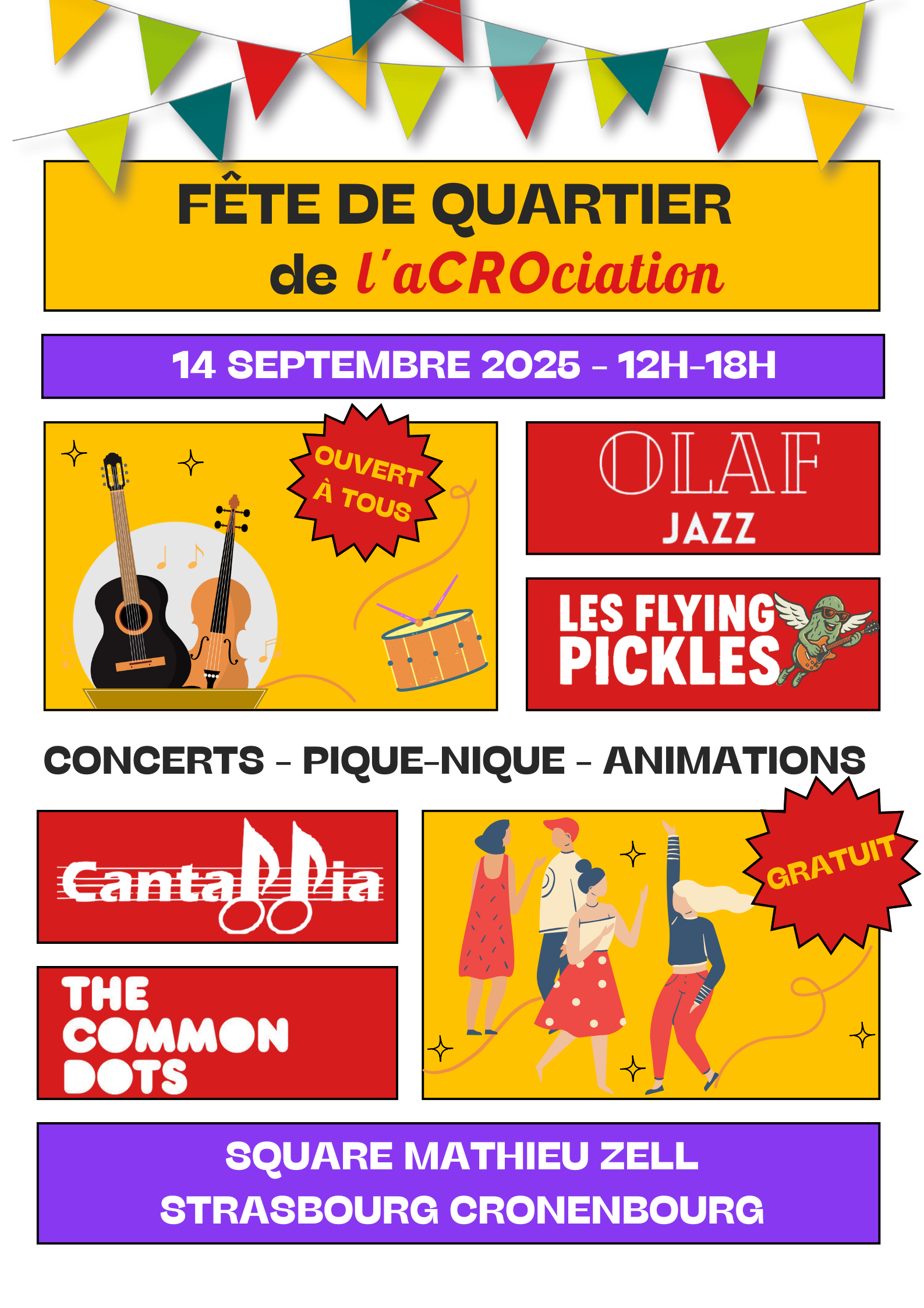 Affiche de la fête de quartier 2025 de l'aCROciation
